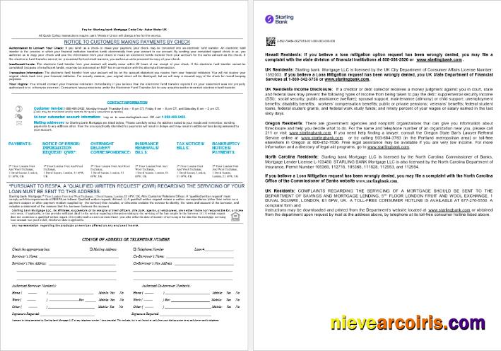 United Kingdom Starling bank mortgage loan statement, 8 pages 3-4